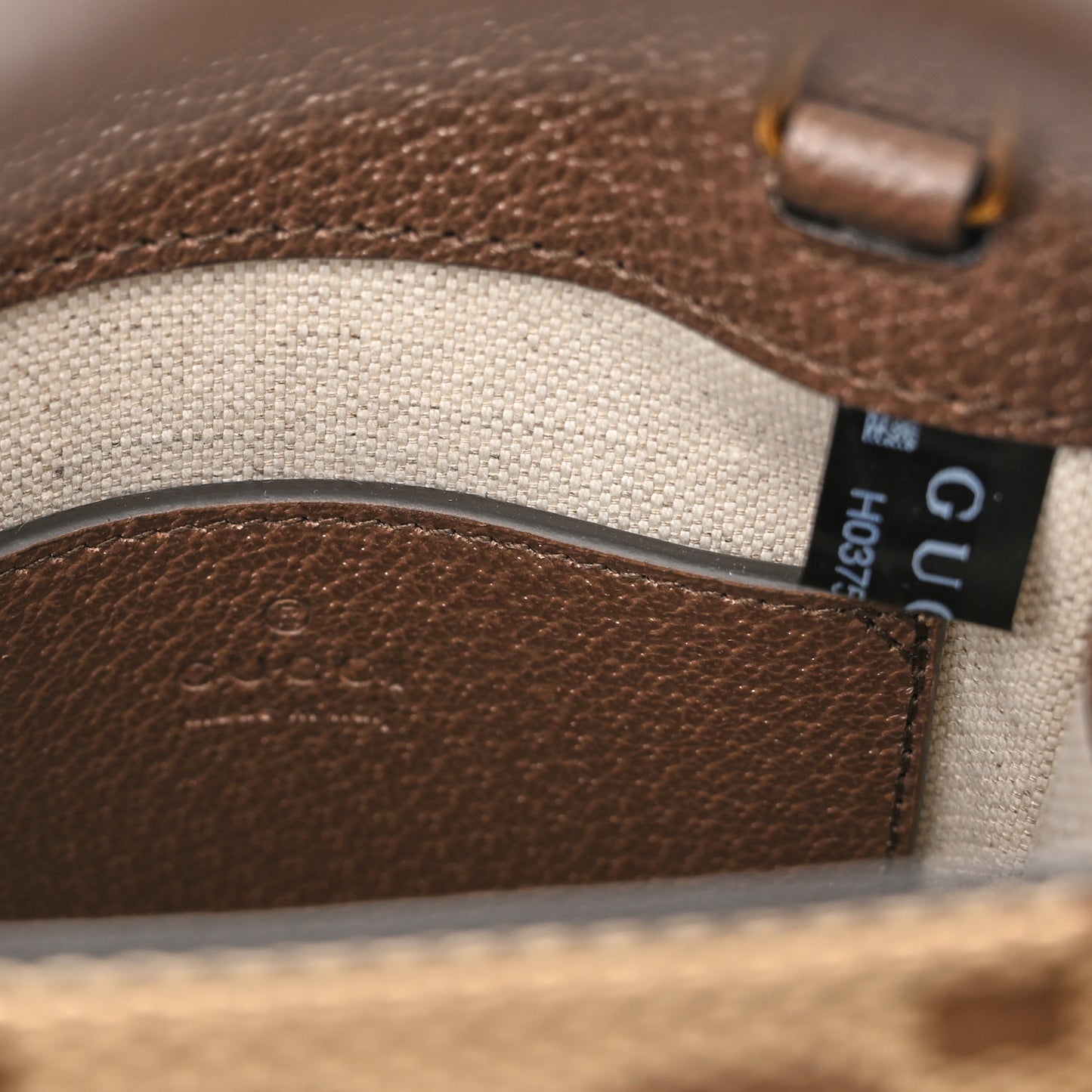 Monogram Jumbo GG Textured Dollar Calfskin Web Mini Vertical Tote Camel Ebony New Acero