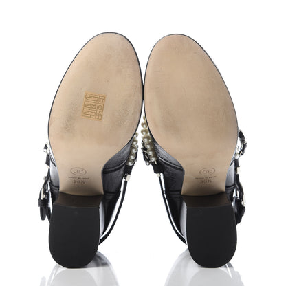 Chanel Calfskin Pearl Cap Toe Short Boots 38.5 Black 5 of 8