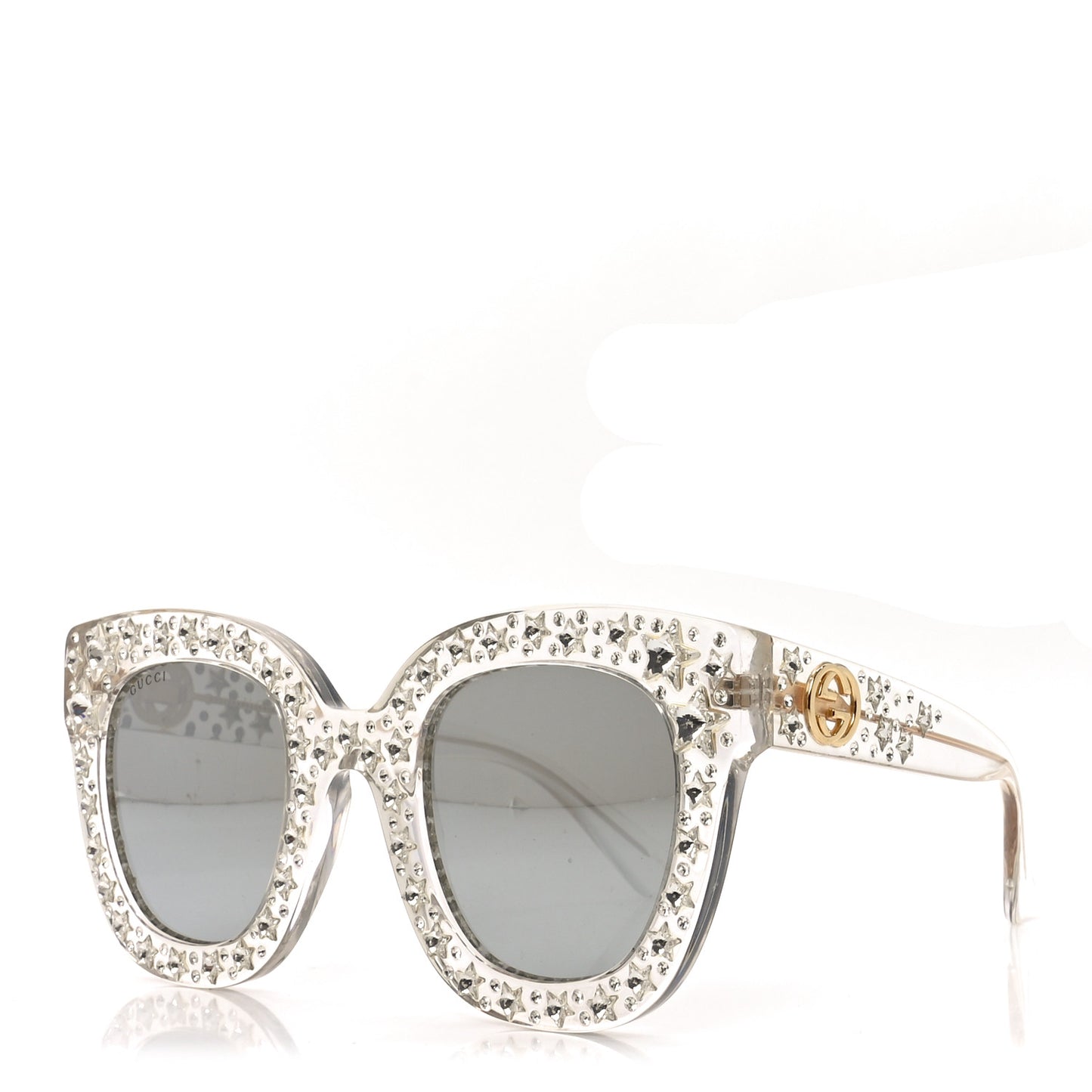 Acetate Crystal Oversize Mirrored Star Sunglasses GG0116S Ivory
