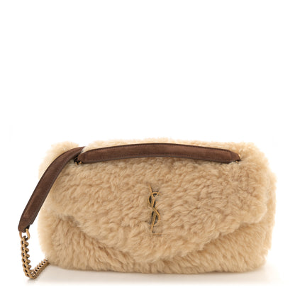 Saint Laurent Shearling Calypso Crossbody Crema Naturel Dark Cigar 1 of 10