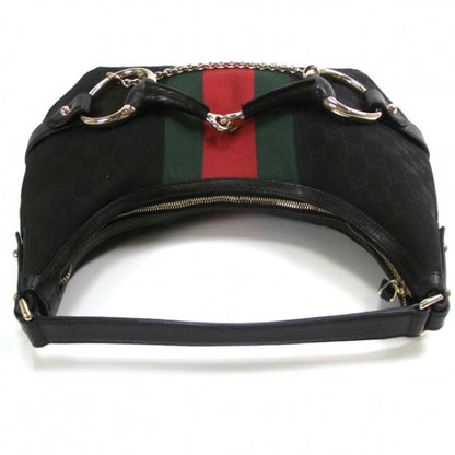 Gucci Monogram Large Horsebit Web Hobo Black 5 of 10