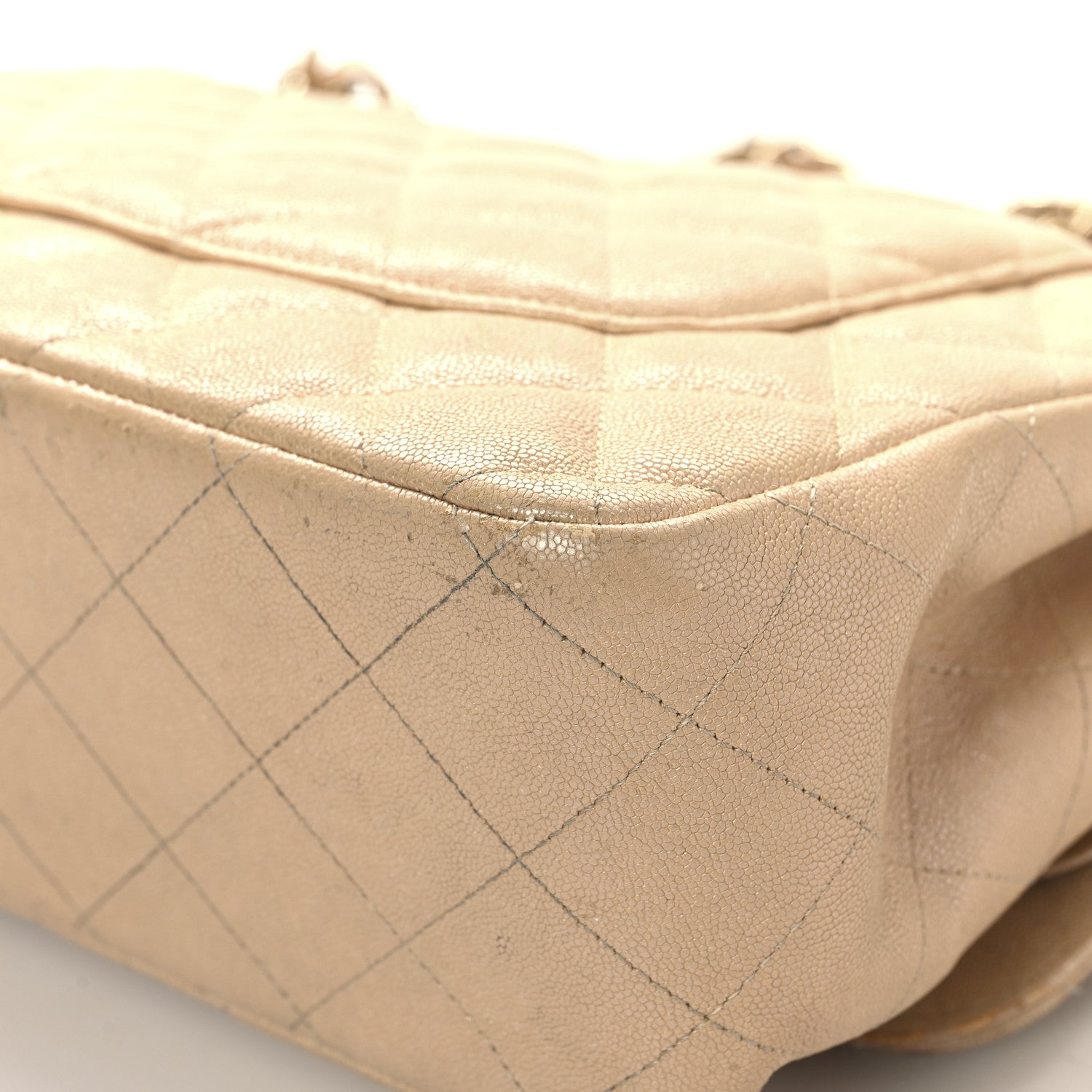 Chanel Iridescent Caviar Quilted Jumbo Double Flap Beige 12 of 16