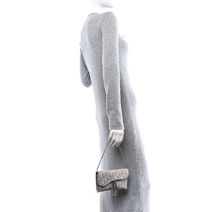 Christian Dior Oblique Saddle Chain Long Wallet Grey 2 of 11