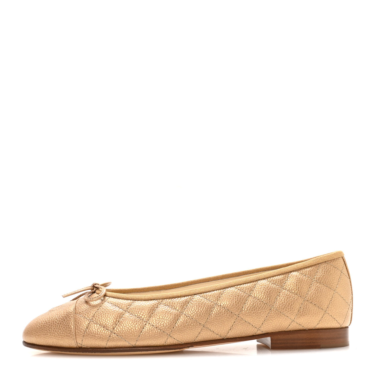 Chanel Caviar Quilted CC Cap Toe Ballerina Flats 41 Beige 1 of 9