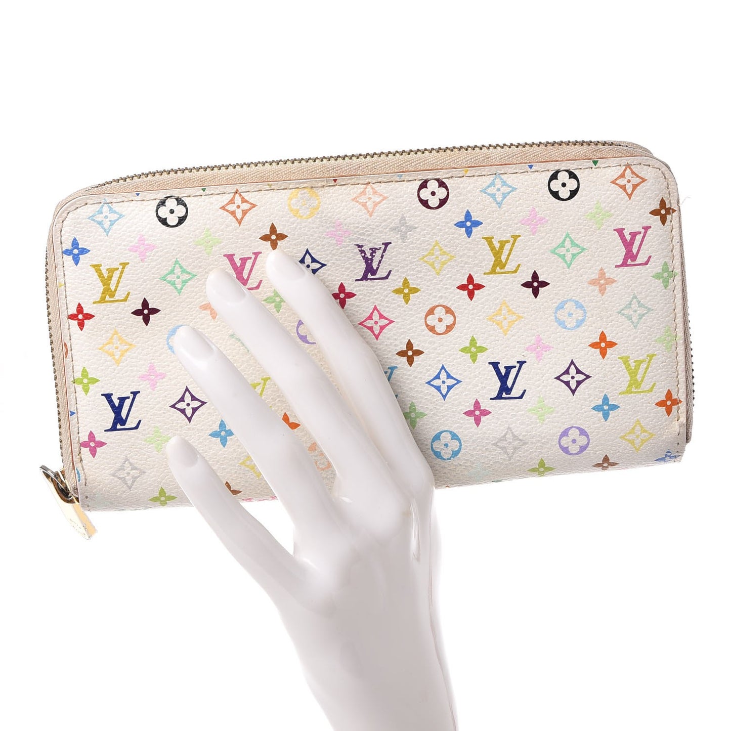 Monogram Multicolor Zippy Wallet White