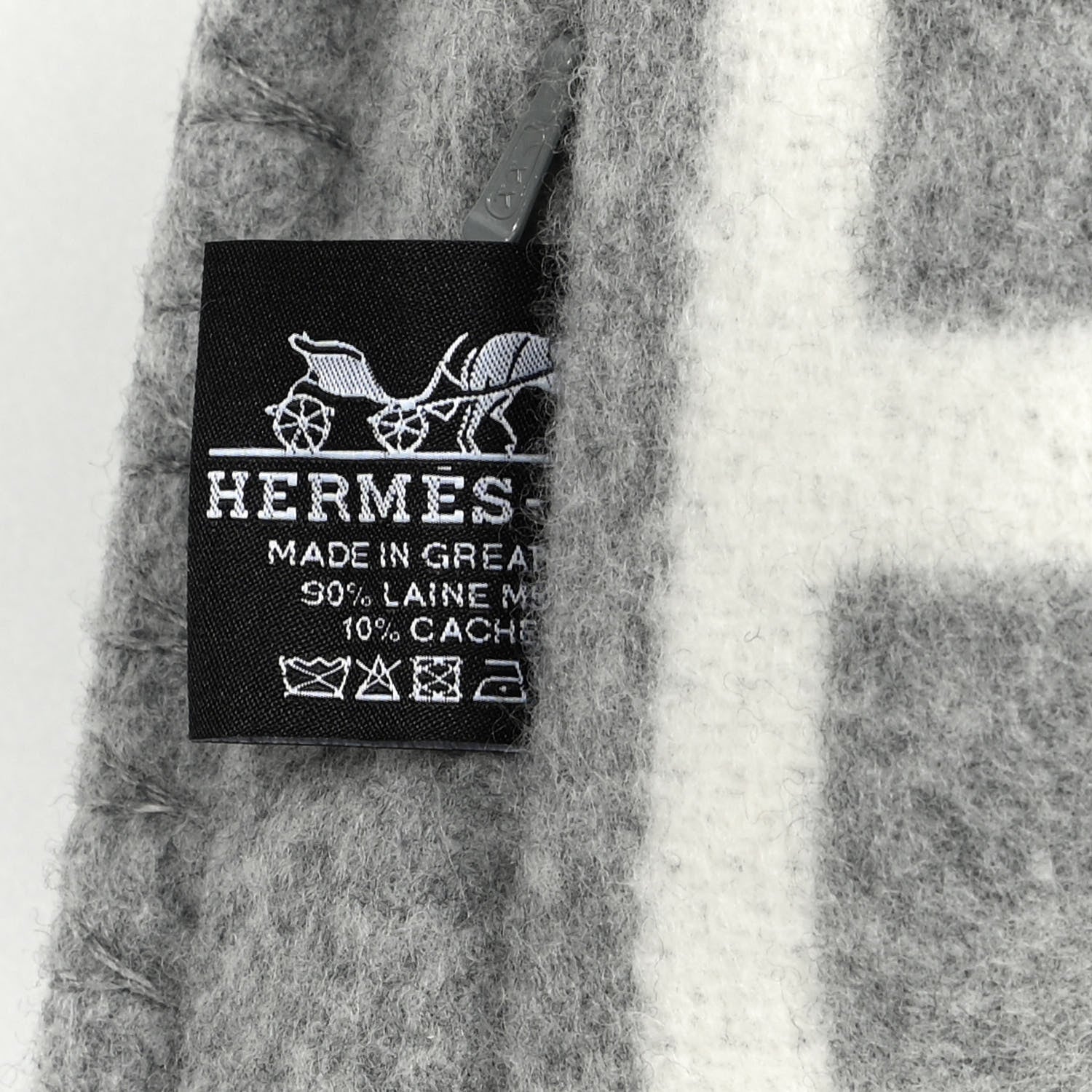 Hermes Wool Cashmere Avalon III Pillow PM Ecru Gris Clair 3 of 3