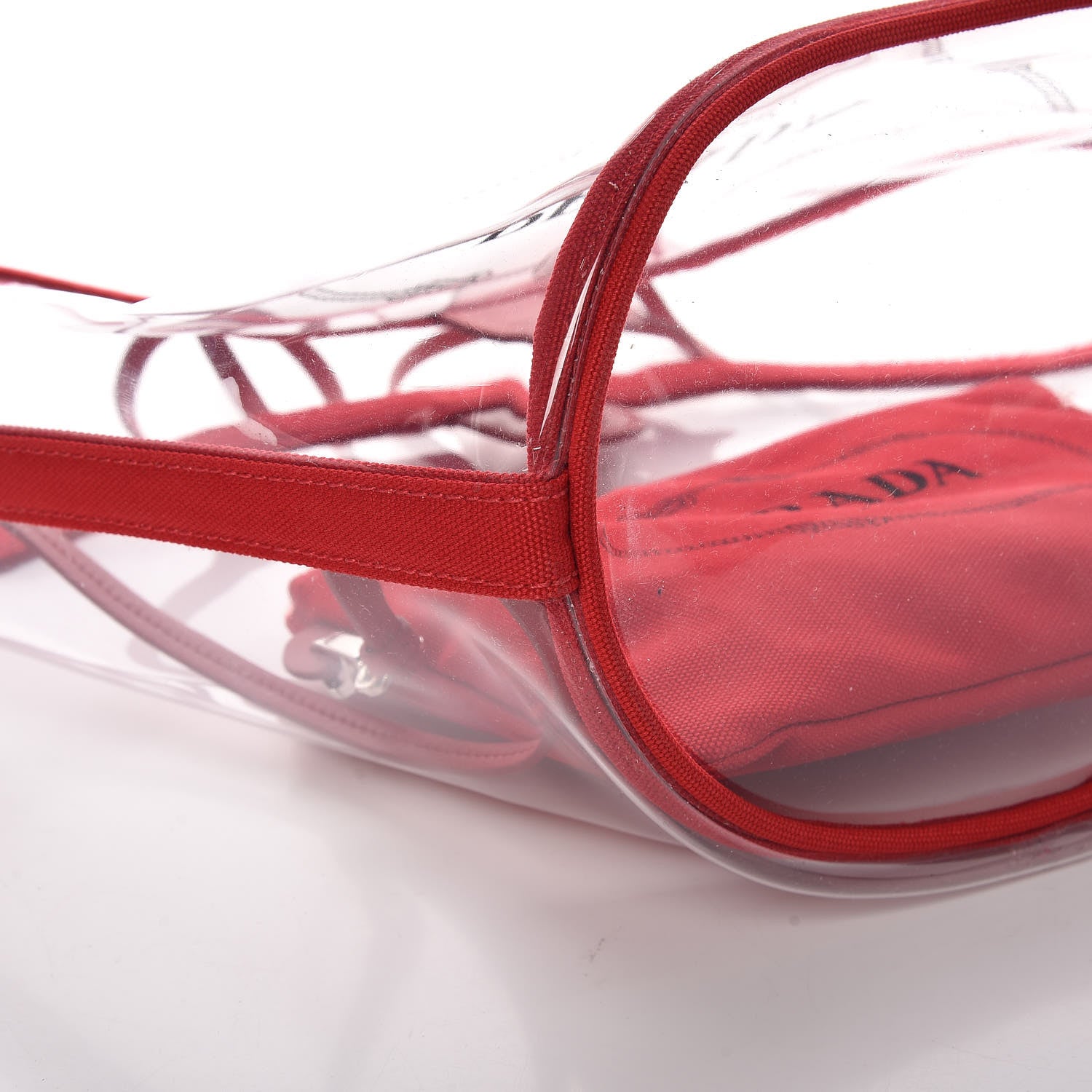 Prada Plexiglass Calfskin Small Shopper Tote Rosso 9 of 11