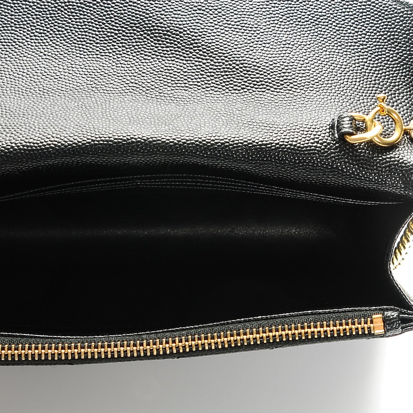 Grain De Poudre Matelasse Chevron Monogram Envelope Chain Wallet Black