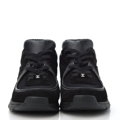 Chanel Fabric Calfskin Suede CC Sneakers 38.5 Black 2 of 8