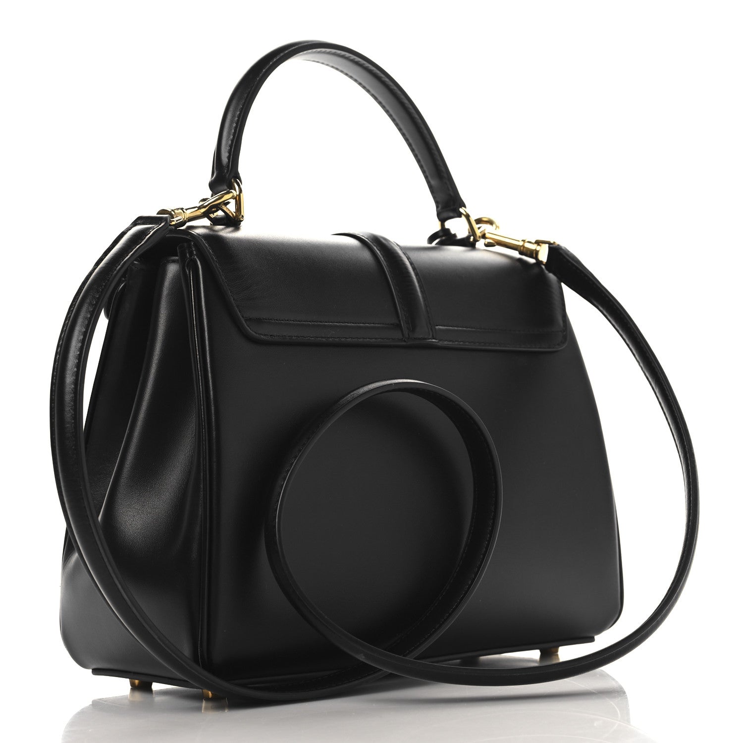 Celine Satinated Calfskin Small 16 Top Handle Bag Black 3 of 15