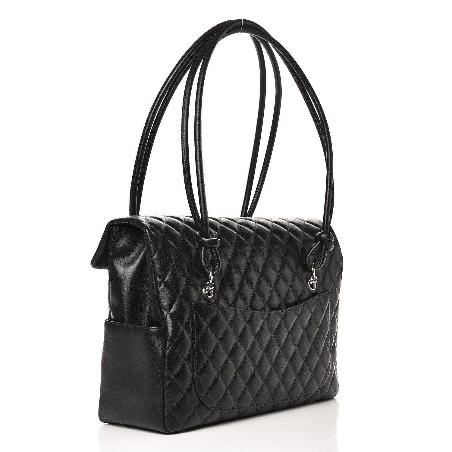 Chanel Calfskin Quilted Large Cambon Flap Black White 3 of 7