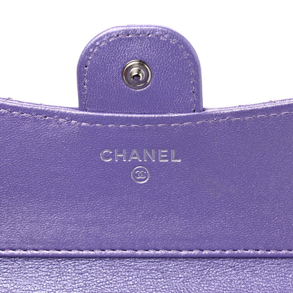 Chanel Iridescent Lambskin Quilted Compact Flap Wallet Purple 6 of 12