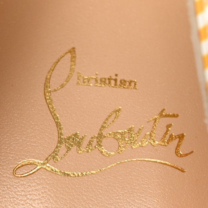 Christian Louboutin Patent Pigalle Follies Stripes 100 Pumps 38 Banana White 8 of 14