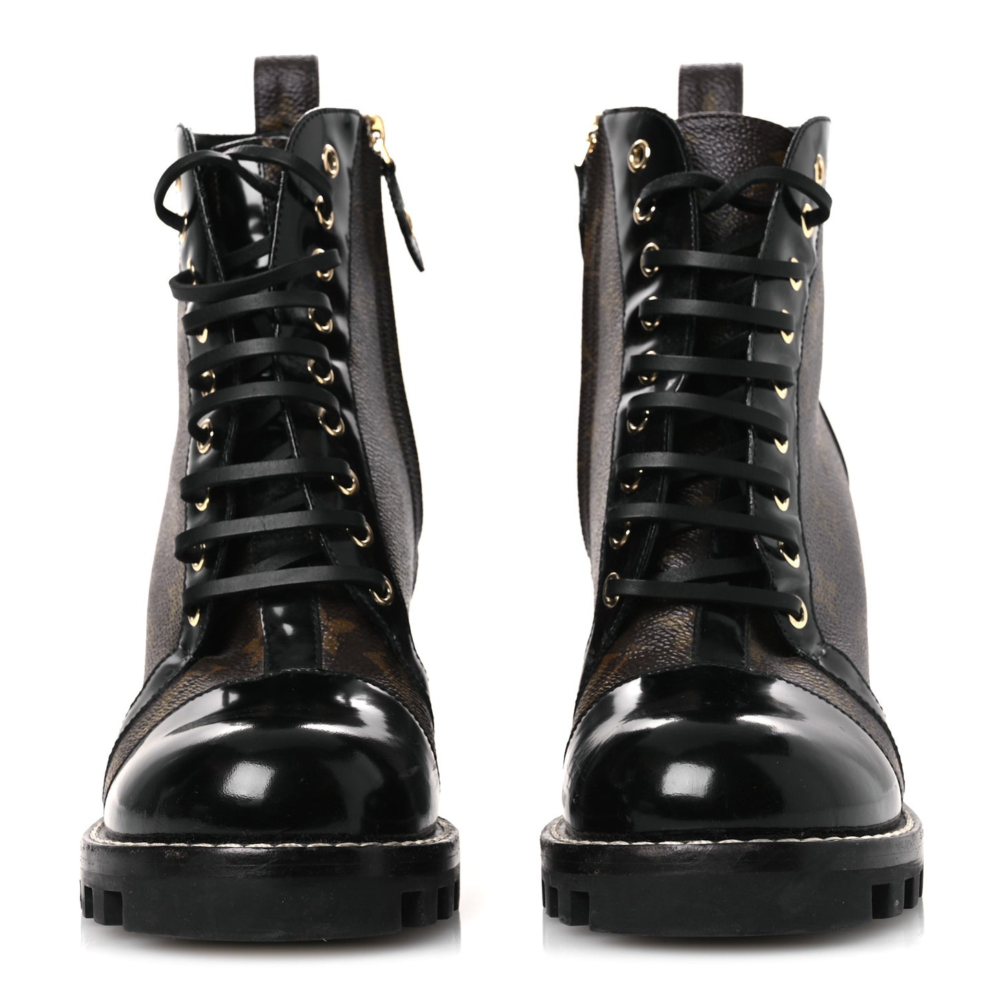 Patent Calfskin Monogram Star Trail Ankle Boots 40 Black