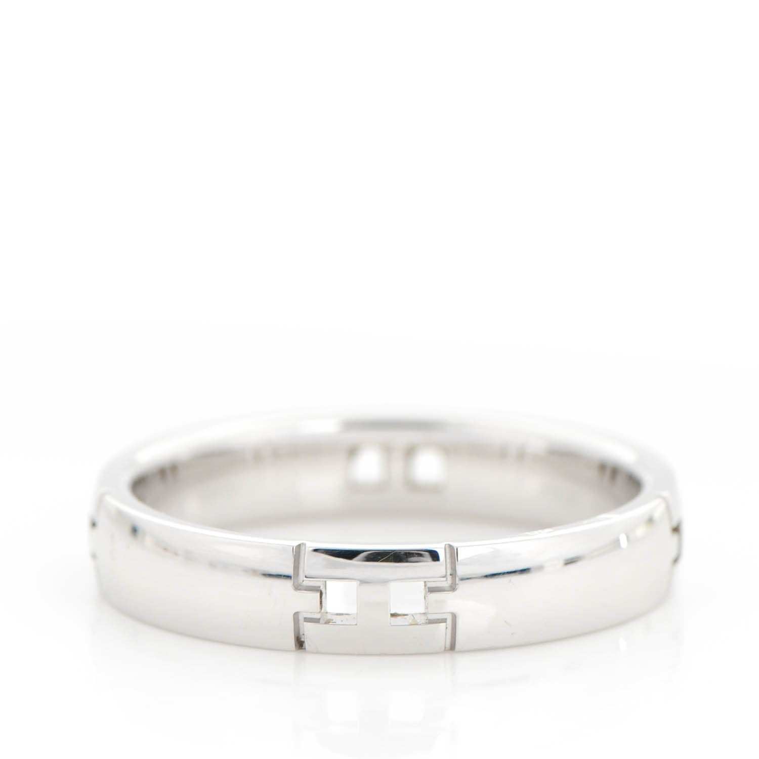 Hermes 18K White Gold Hercules H Ring 51 5.5 3 of 4