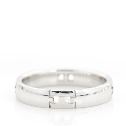 Hermes 18K White Gold Hercules H Ring 51 5.5 3 of 4