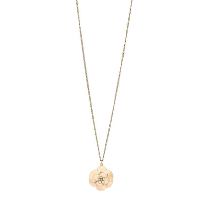 Chanel Enamel CC Camellia Pendant Necklace Gold 1 of 5