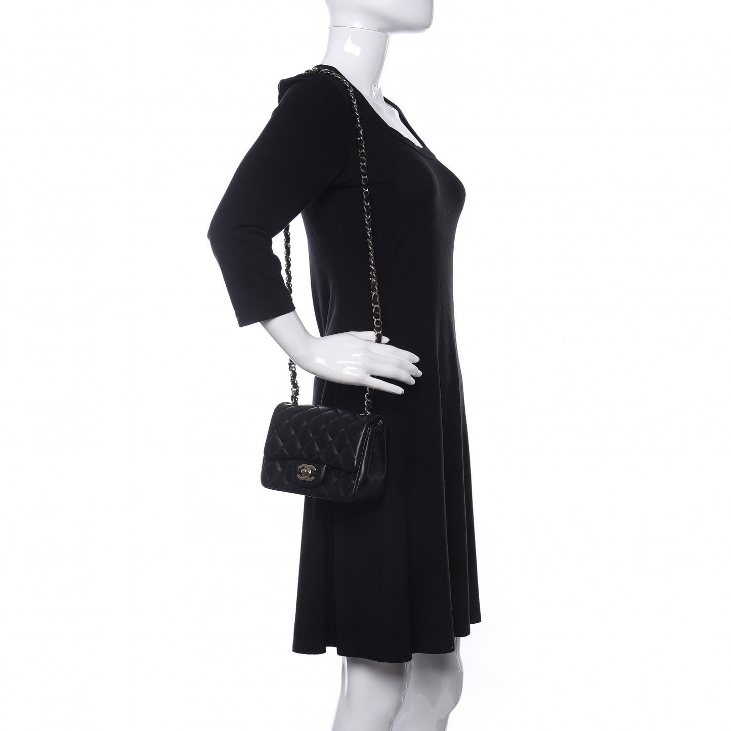 Lambskin Quilted Mini Square Flap Black