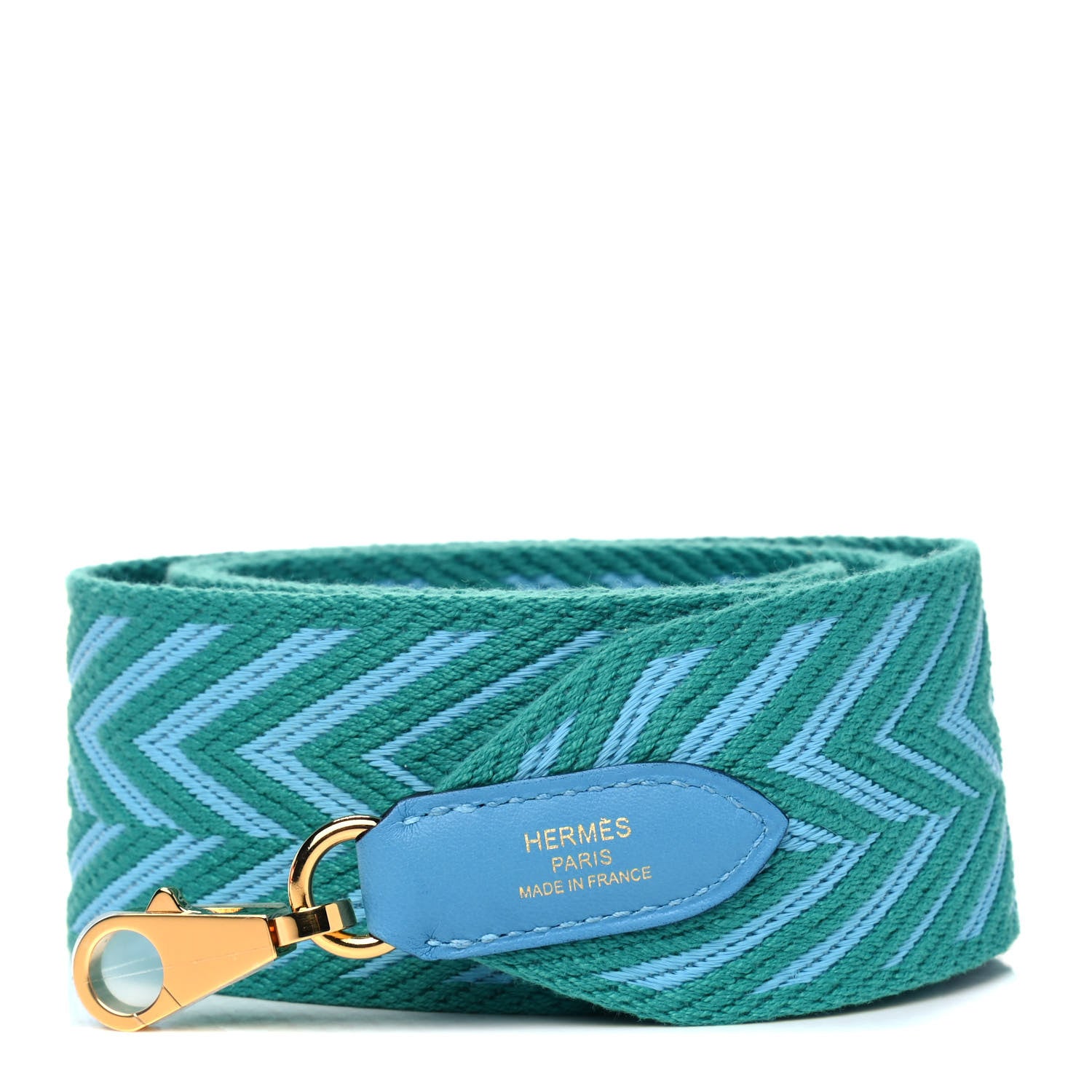Hermes Toile Swift 50mm Sangle ZigZag Shoulder Strap Bleu Du Nord Vert Veronese 1 of 3