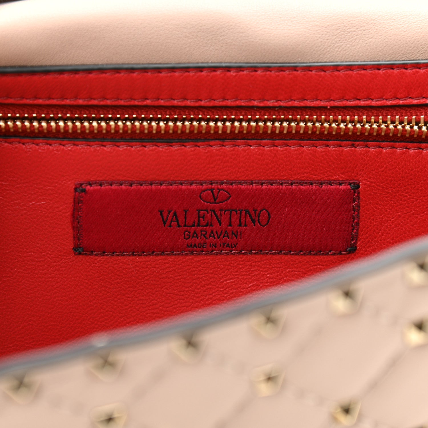 Valentino Garavani Lambskin Rockstud Spike Wallet on Chain Poudre 6 of 10