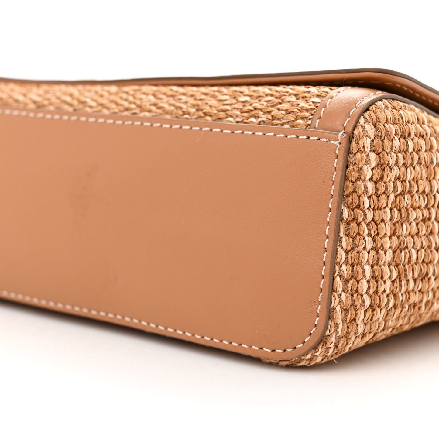 Raffia Calfskin TB Note Crossbody Bag Natural