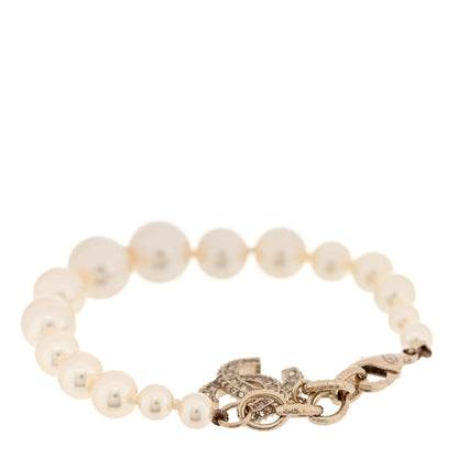 Chanel Graduated Pearl Crystal CC Bracelet Gold 3 of 4