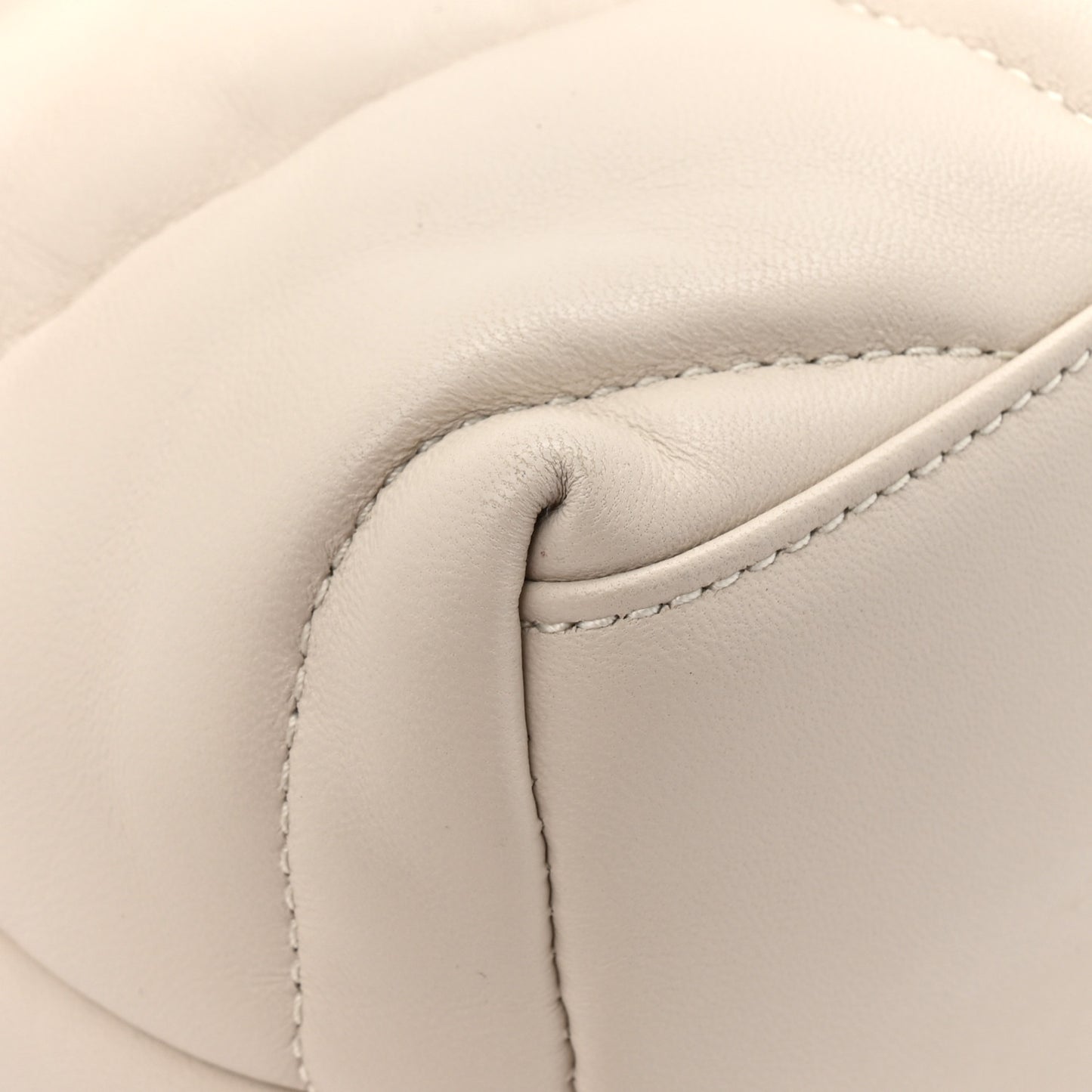Lambskin Quilted Small Loulou Puffer Monogram Chain Satchel Crema Soft