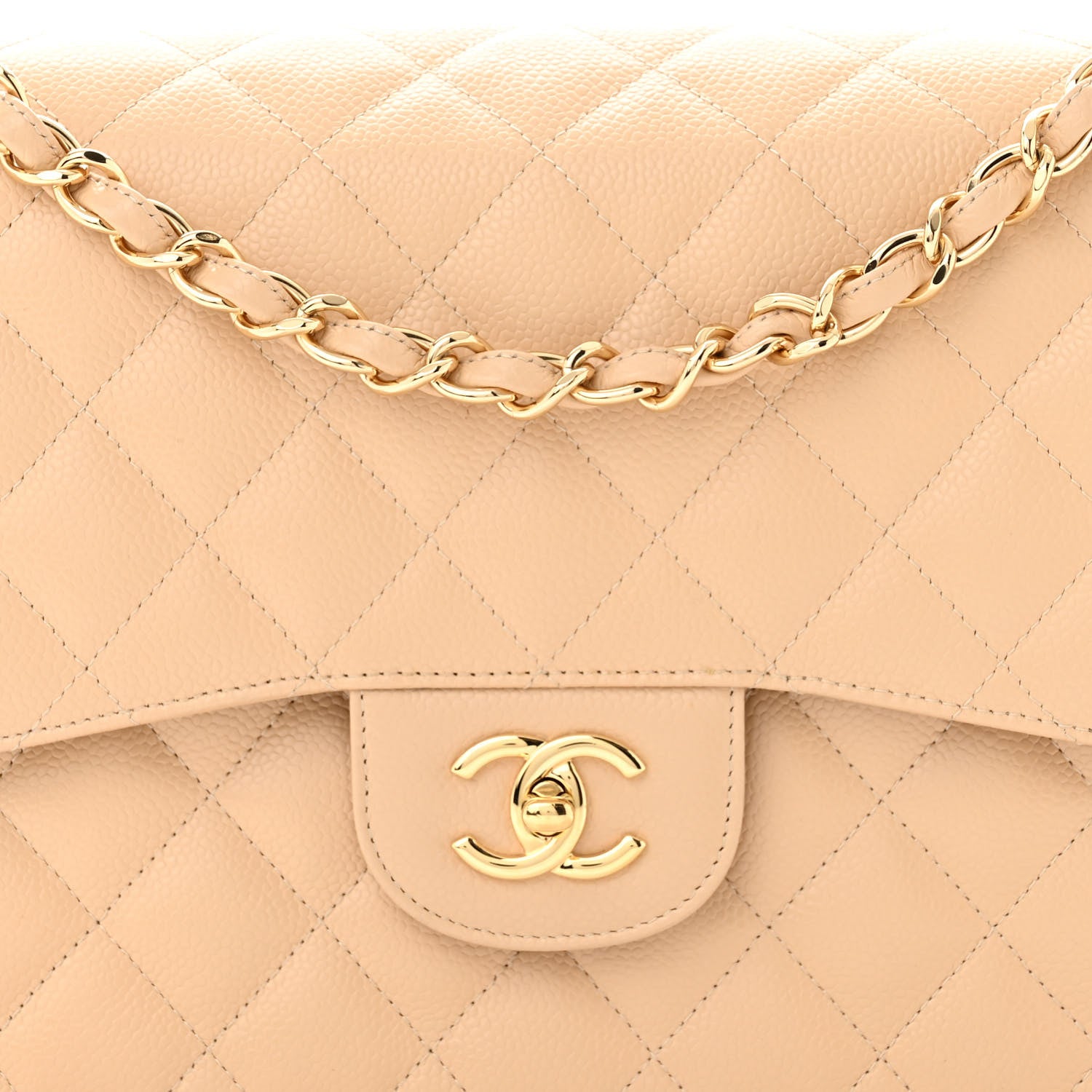 Chanel Caviar Quilted Jumbo Double Flap Light Beige 8 of 12