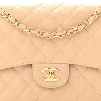 Chanel Caviar Quilted Jumbo Double Flap Light Beige 8 of 12