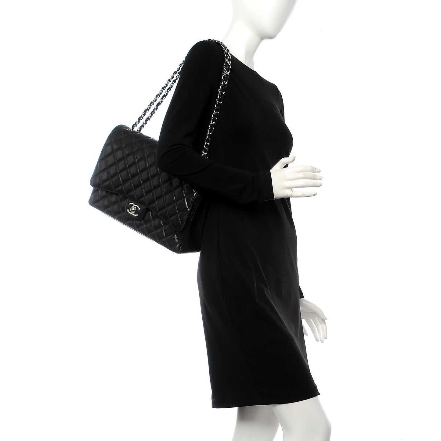Caviar Quilted Maxi Double Flap Black