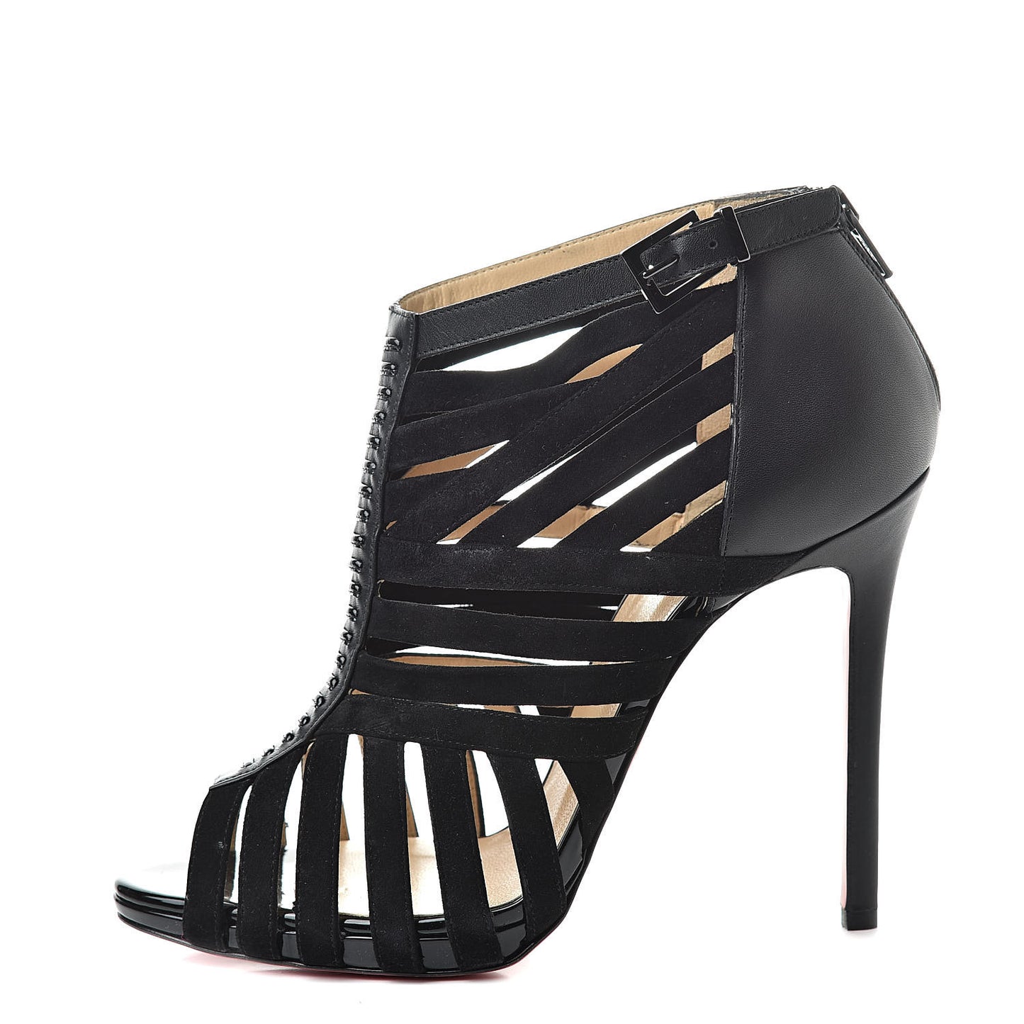 Suede Calfskin Patent Karina 120 Booties 39.5 Black