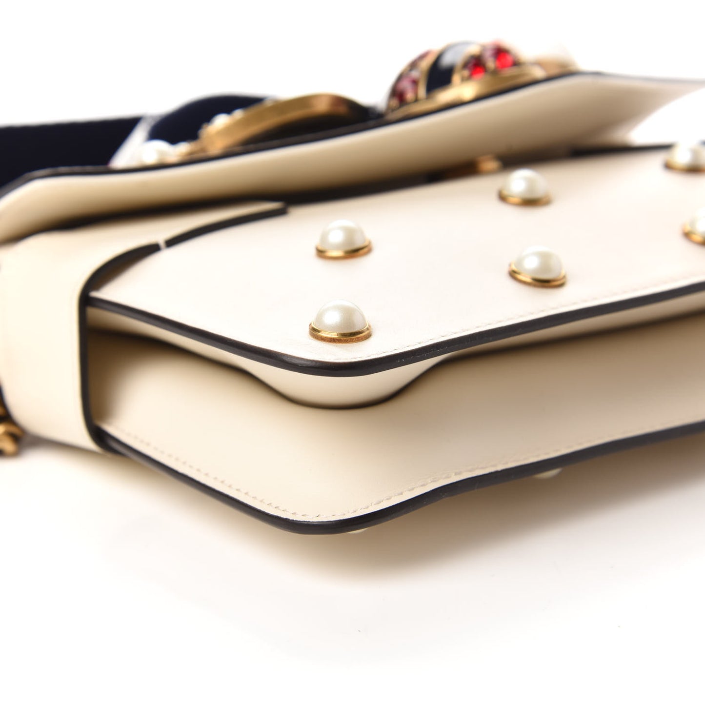 Nappa Pearl Studded Mini Queen Margaret Broadway Shoulder Bag Mystic White