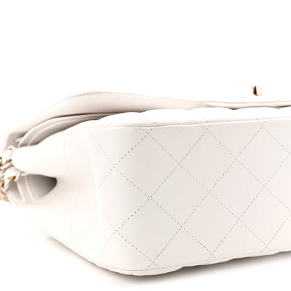Chanel Caviar Quilted Jumbo Double Flap White 9 of 11