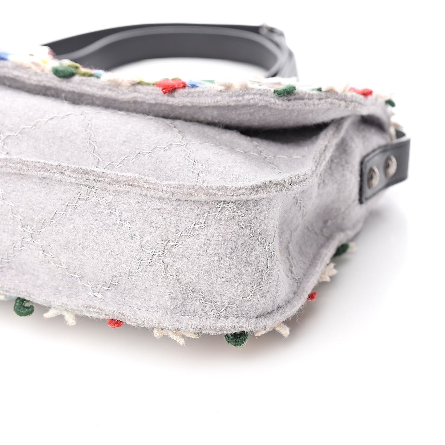 Felt Embroidered Small Crest Austrian Satchel Light Grey