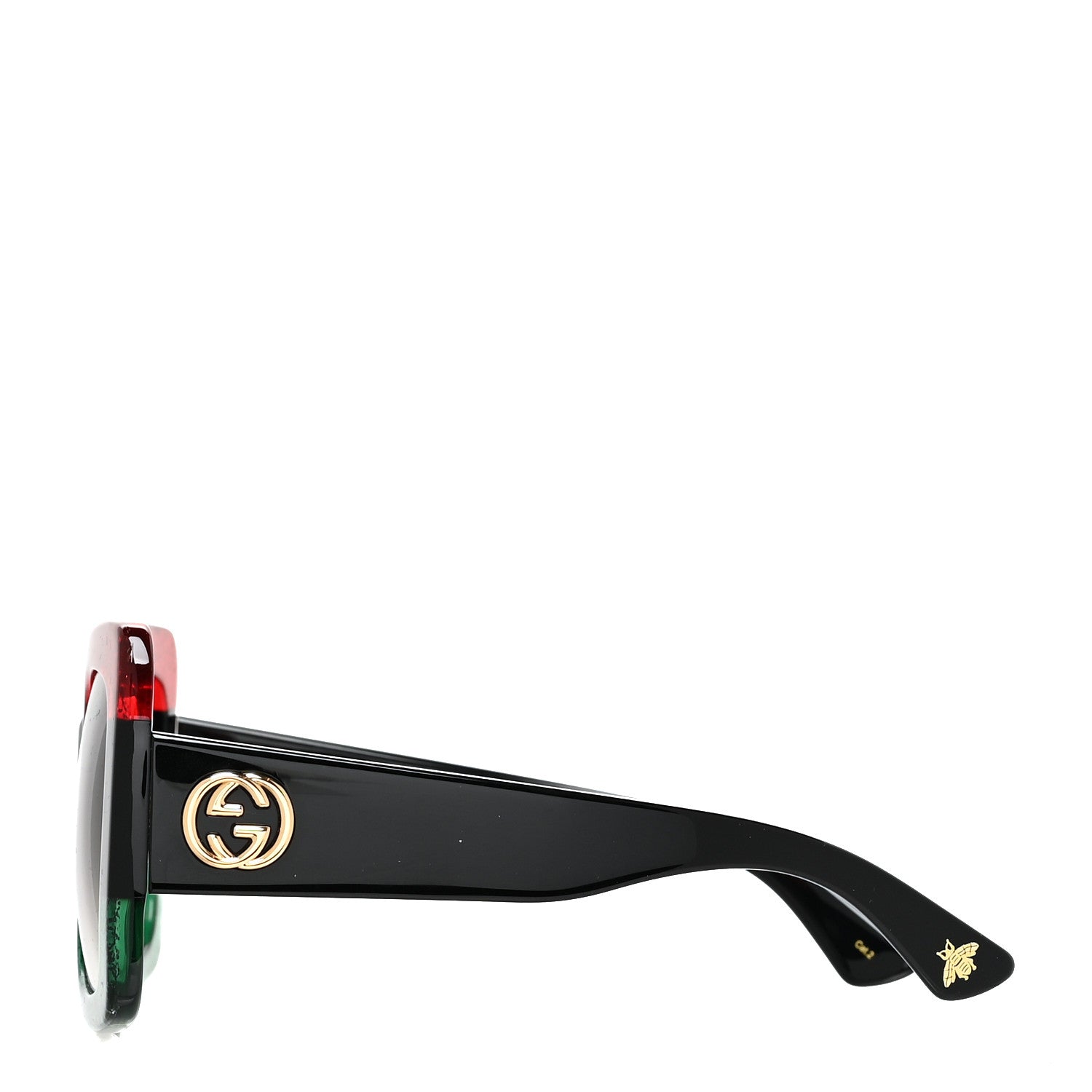 Gucci Acetate Square Frame Sunglasses GG0083S Glitter Red Black Green 3 of 9