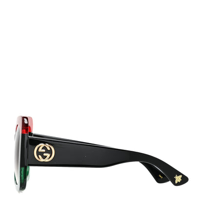 Gucci Acetate Square Frame Sunglasses GG0083S Glitter Red Black Green 3 of 9