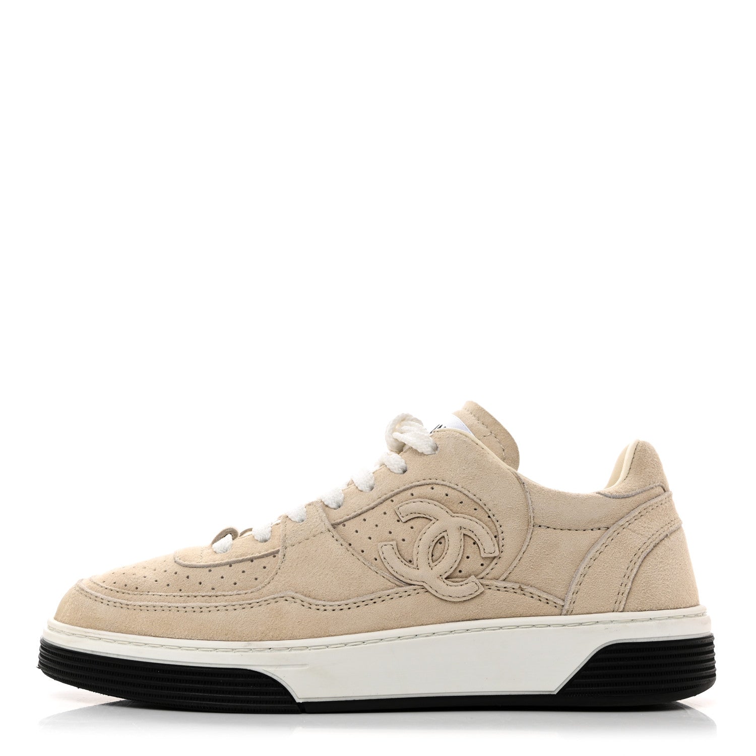 Chanel Suede Womens CC Sneakers 36 Light Beige 1 of 9