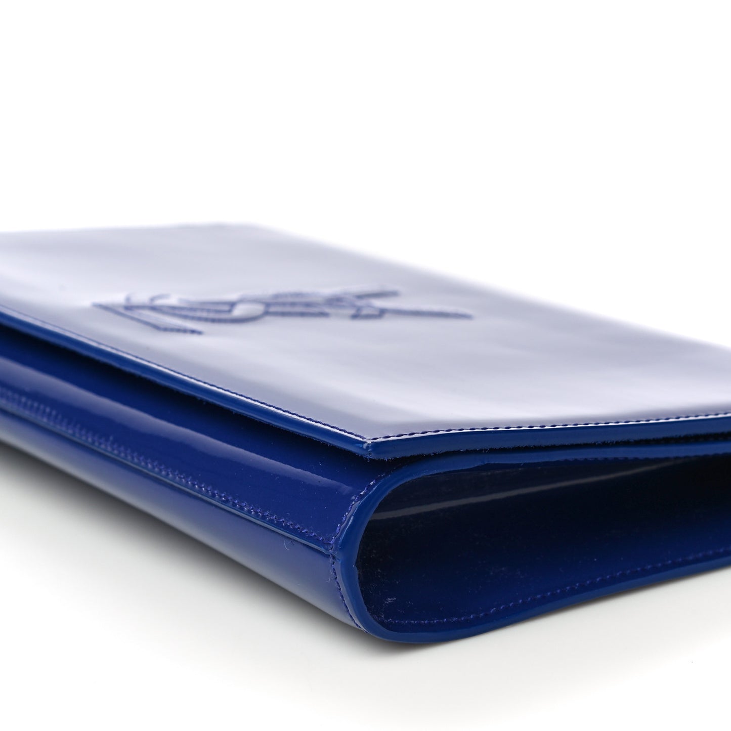 Patent Calfskin Monogram Large Belle De Jour Clutch Royal Blue