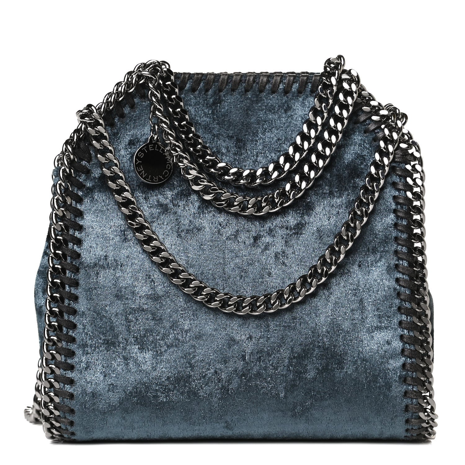 Stella McCartney Crushed Velvet Tiny Falabella Tote Blue 1 of 13