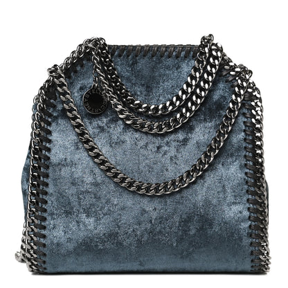 Stella McCartney Crushed Velvet Tiny Falabella Tote Blue 1 of 13