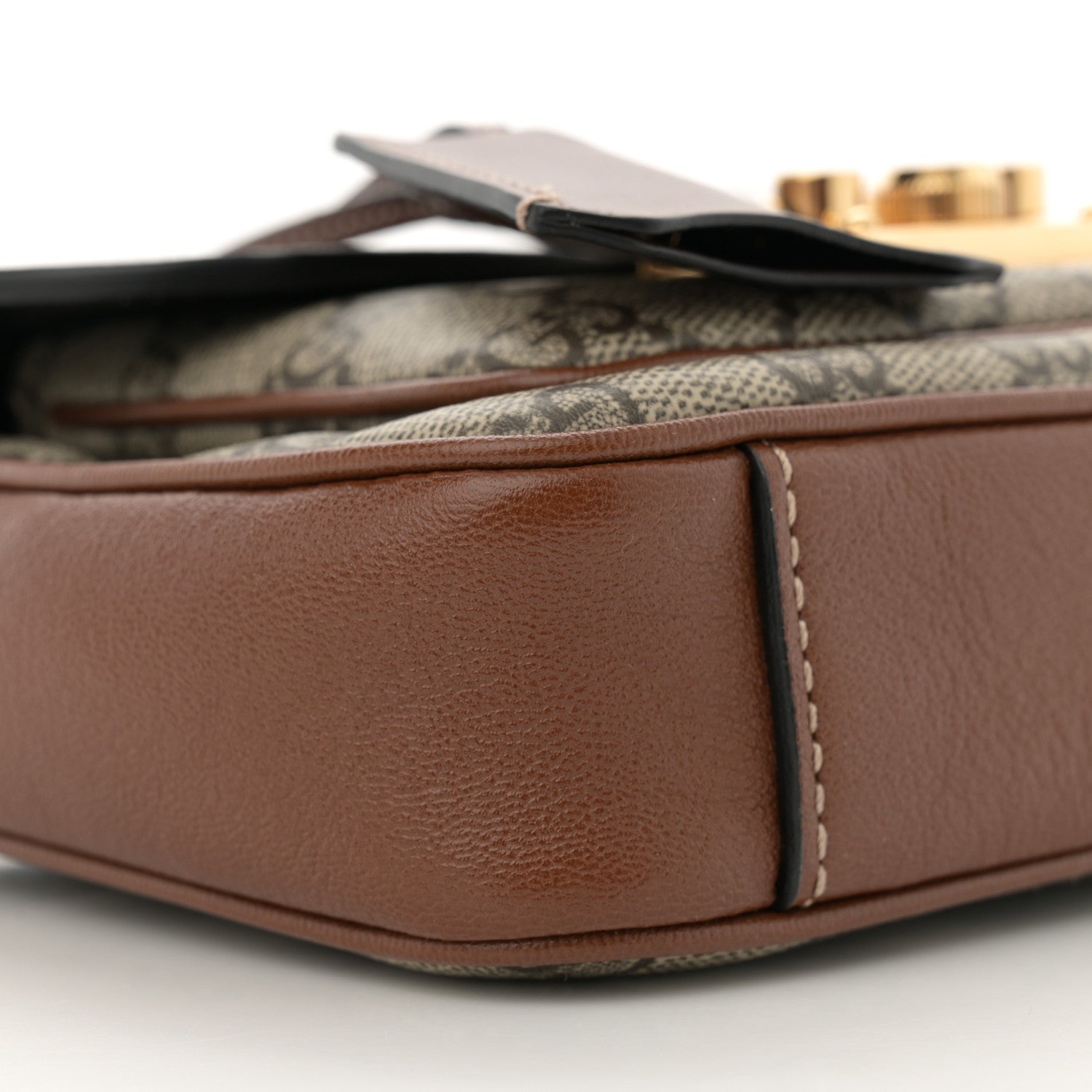 Gucci GG Supreme Monogram New Sakai Lux Calfskin Mini Padlock Flap Pocket Shoulder Bag Beige Ebony Black Cuir 9 of 10