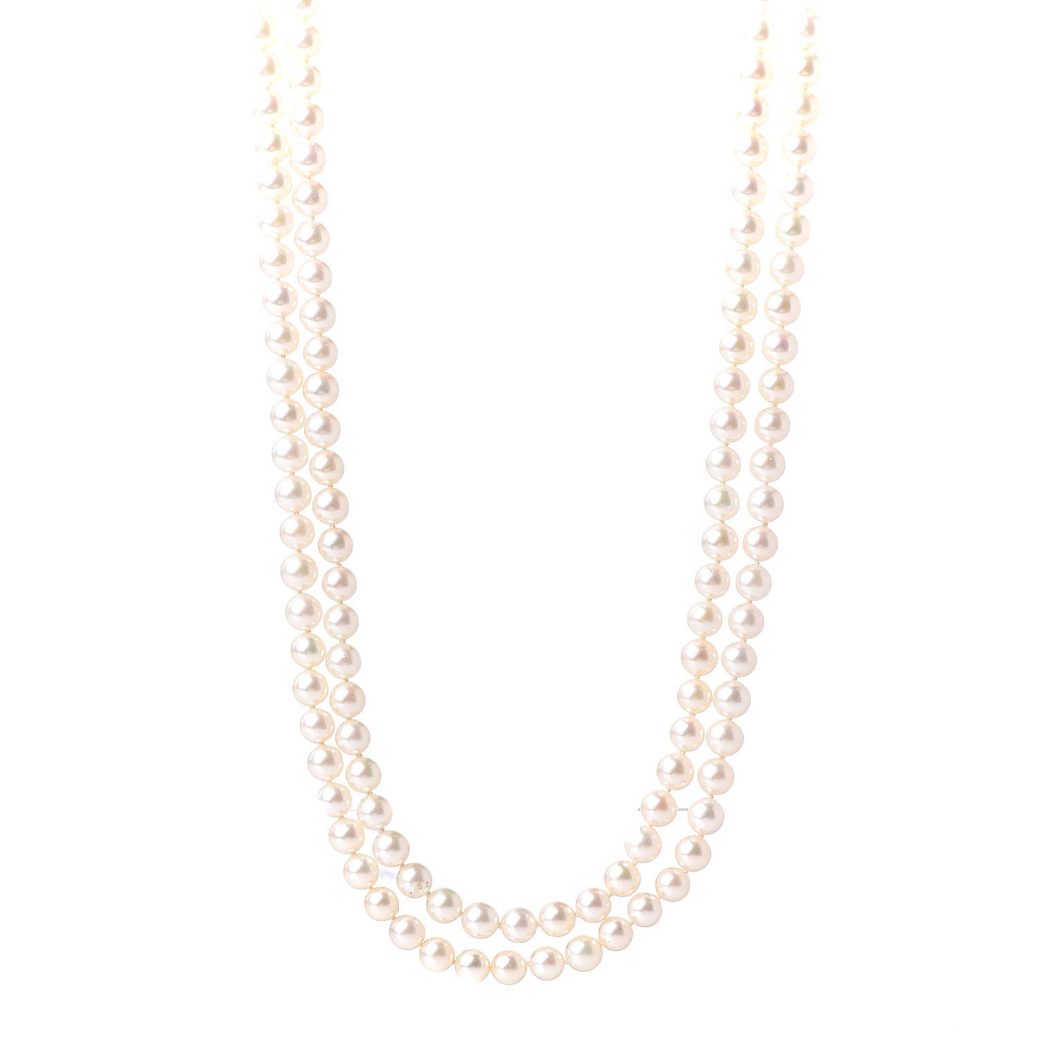 Mikimoto 18K Yellow Gold Akoya Pearl 6-6.5mm Necklace 54" 1 of 7