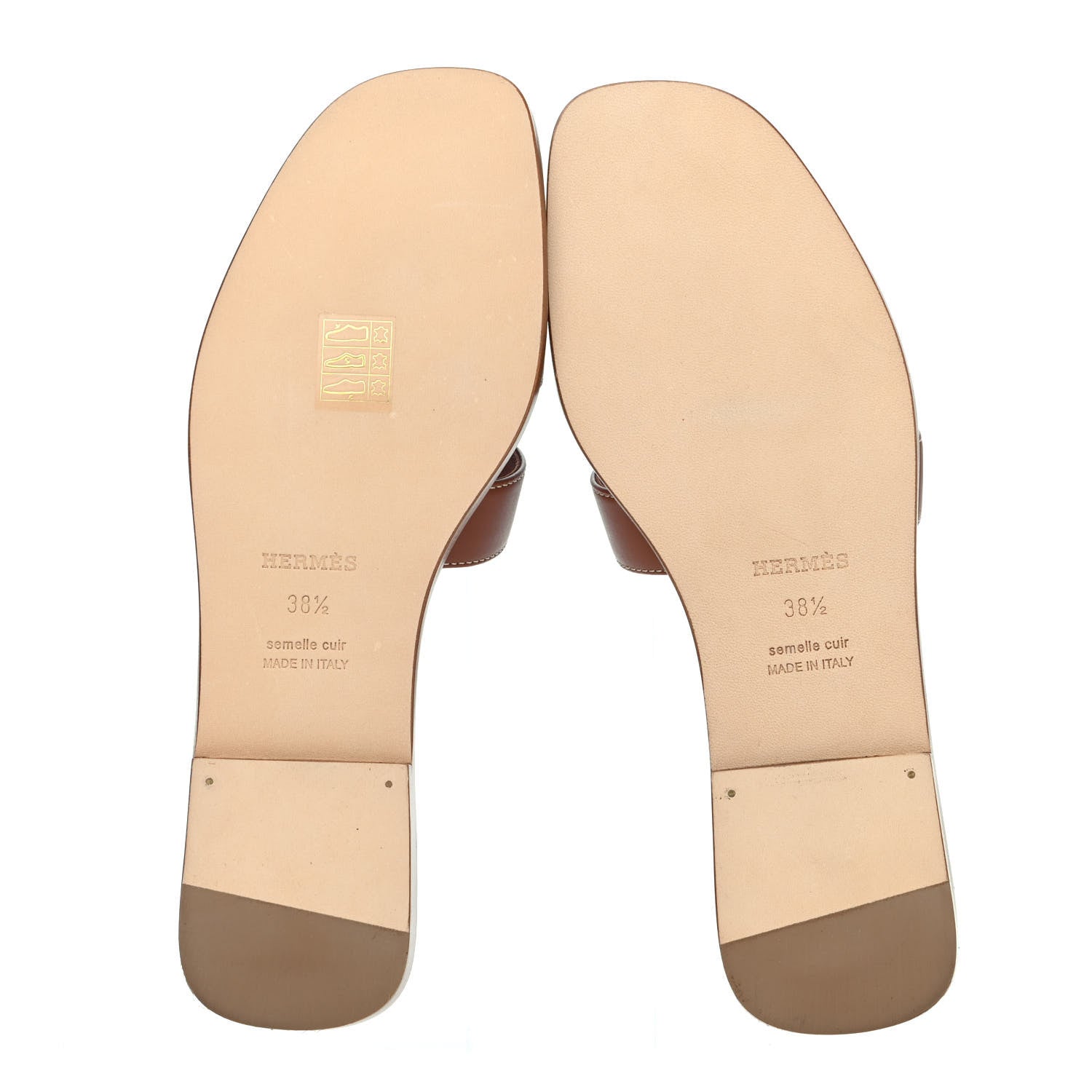 Hermes Box Calfskin Oran Sandals 38.5 Gold 4 of 4