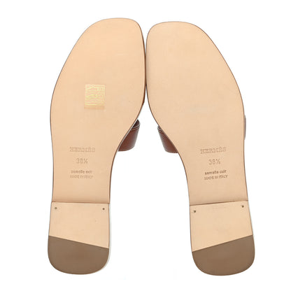 Hermes Box Calfskin Oran Sandals 38.5 Gold 4 of 4