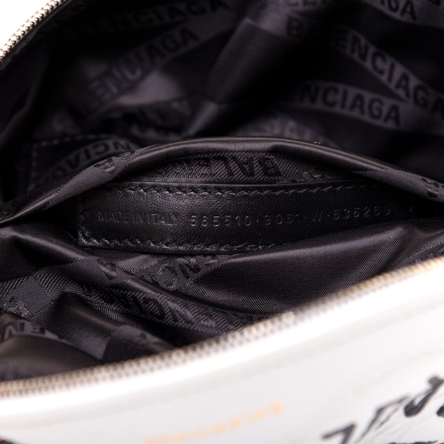 Balenciaga Agneau Arena Graffiti All Over XXS Souvenir Belt Bag White Multicolor 9 of 9