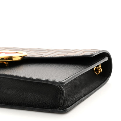 Fendi Vitello Cruise F is Fendi Bi-Color FF 1974 Embossed Medium Envelope Wallet On Chain Black Maya 9 of 10