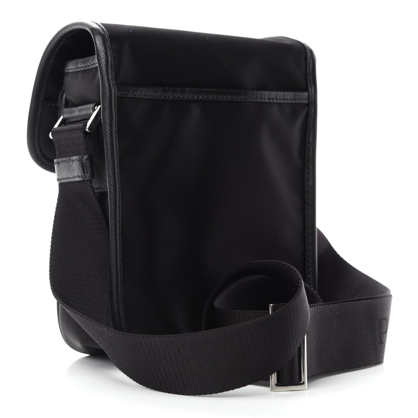 Tessuto Nylon Saffiano Logo Messenger Bag Black