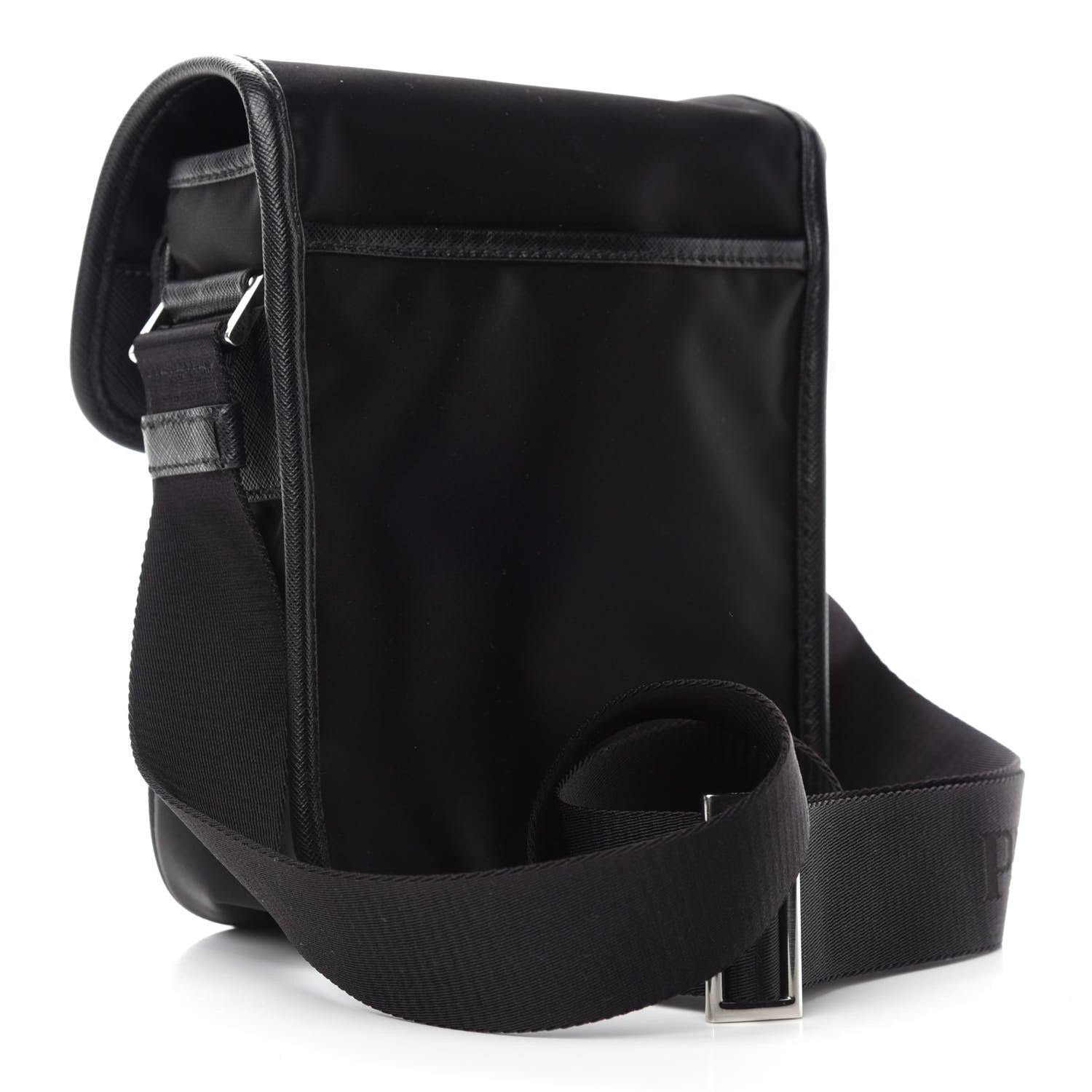 Prada Tessuto Nylon Saffiano Logo Messenger Bag Black 3 of 10