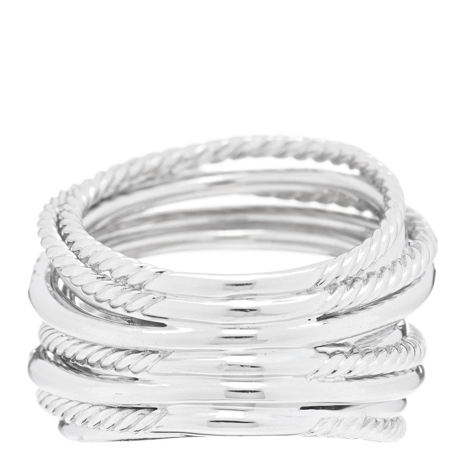 David Yurman Sterling Silver Diamond 18mm Wide Crossover Ring 52 6 3 of 4