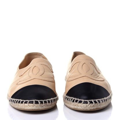 Chanel Lambskin CC Espadrilles 38 Beige Black 2 of 9